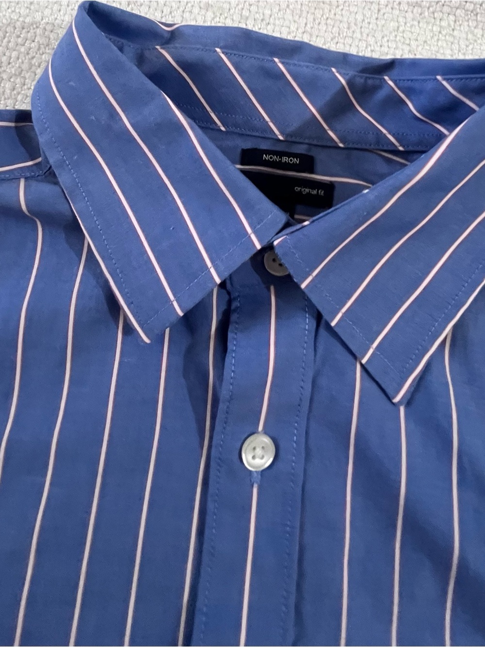 GAP Navy Blue Medium Men’s Dress Shirt with Light Pink Pinstripes